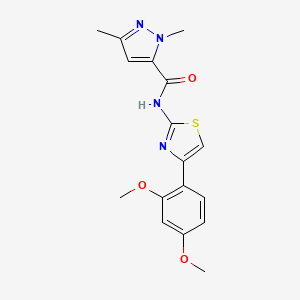 molecular formula C17H18N4O3S B2684894 N-(4-(2,4-dimethoxyphenyl)thiazol-2-yl)-1,3-dimethyl-1H-pyrazole-5-carboxamide CAS No. 1013797-36-8