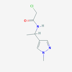 molecular formula C8H12ClN3O B2684895 2-Chloro-N-[1-(1-methylpyrazol-4-yl)ethyl]acetamide CAS No. 1865089-49-1