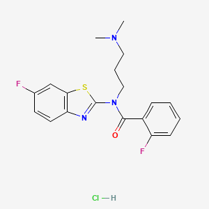 molecular formula C19H20ClF2N3OS B2684907 N-(3-(dimethylamino)propyl)-2-fluoro-N-(6-fluorobenzo[d]thiazol-2-yl)benzamide hydrochloride CAS No. 1216753-83-1