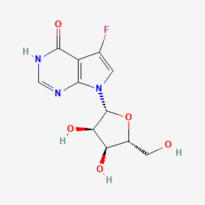 molecular formula C11H12FN3O5 B2684915 7-((2R,3r,4s,5r)-3,4-二羟基-5-(羟甲基)四氢呋喃-2-基)-5-氟-3H-吡唑并[2,3-d]嘧啶-4(7H)-酮 CAS No. 952429-17-3