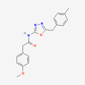 molecular formula C19H19N3O3 B2684917 2-(4-methoxyphenyl)-N-(5-(4-methylbenzyl)-1,3,4-oxadiazol-2-yl)acetamide CAS No. 1170961-88-2