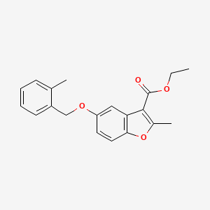 molecular formula C20H20O4 B2684918 乙酸2-甲基-5-[(2-甲基苯基)甲氧基]-1-苯并呋喃-3-羧酯 CAS No. 307552-48-3