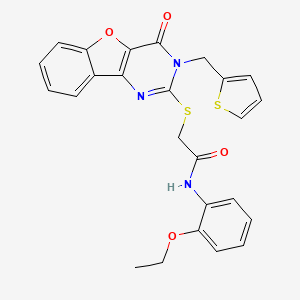molecular formula C25H21N3O4S2 B2684925 N-(2-乙氧基苯基)-2-{[4-氧代-3-(噻吩-2-基甲基)-3,4-二氢[1]苯并噻吩并[3,2-d]嘧啶-2-基]硫基}乙酰胺 CAS No. 899941-78-7
