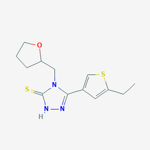 molecular formula C13H17N3OS2 B2684931 5-(5-乙基噻吩-3-基)-4-(四氢呋喃-2-基甲基)-4H-1,2,4-三唑-3-硫醇 CAS No. 438227-62-4