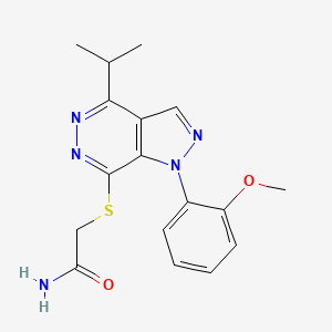 molecular formula C17H19N5O2S B2684941 2-((4-isopropyl-1-(2-methoxyphenyl)-1H-pyrazolo[3,4-d]pyridazin-7-yl)thio)acetamide CAS No. 1105239-50-6