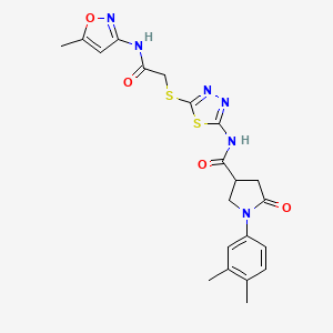 1-(3,4-dimethylphenyl)-N-(5-((2-((5-methylisoxazol-3-yl)amino)-2-oxoethyl)thio)-1,3,4-thiadiazol-2-yl)-5-oxopyrrolidine-3-carboxamide