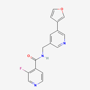 molecular formula C16H12FN3O2 B2684949 3-氟-N-((5-(呋喃-3-基)吡啶-3-基)甲基)异噁唑酰胺 CAS No. 2034498-81-0