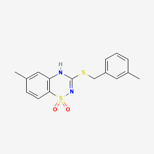 molecular formula C16H16N2O2S2 B2684956 6-甲基-3-[(3-甲基苯基甲硫基)-4H-1,2,4-苯并噻二嗪-1,1-二氧化物 CAS No. 1030131-30-6