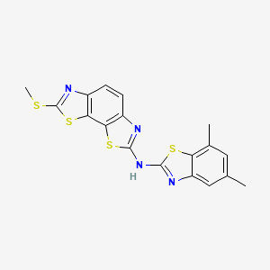 molecular formula C18H14N4S4 B2684961 N-(5,7-二甲基苯并噻唑-2-基)-7-(甲硫基)苯并[1,2-d:4,3-d']噻嗪-2-胺 CAS No. 1286726-74-6