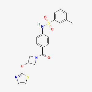 molecular formula C20H19N3O4S2 B2684962 3-甲基-N-(4-(3-(噻唑-2-基氧基)吖啶-1-甲酰)苯基)苯磺酰胺 CAS No. 1797905-02-2