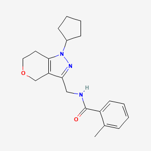 B2684965 N-((1-cyclopentyl-1,4,6,7-tetrahydropyrano[4,3-c]pyrazol-3-yl)methyl)-2-methylbenzamide CAS No. 1795416-32-8