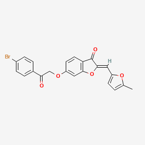 molecular formula C22H15BrO5 B2684966 (Z)-6-(2-(4-溴苯基)-2-氧代乙氧基)-2-((5-甲基呋喃-2-基)甲亚甲基)苯并呋喃-3(2H)-酮 CAS No. 622796-03-6