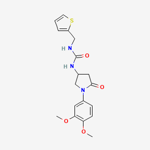 molecular formula C18H21N3O4S B2684974 1-(1-(3,4-二甲氧基苯基)-5-氧代吡咯烷-3-基)-3-(噻吩-2-基甲基)脲 CAS No. 877641-52-6