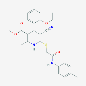 molecular formula C26H27N3O4S B2684979 Methyl 5-cyano-4-(2-ethoxyphenyl)-2-methyl-6-({[(4-methylphenyl)carbamoyl]methyl}sulfanyl)-1,4-dihydropyridine-3-carboxylate CAS No. 442557-89-3