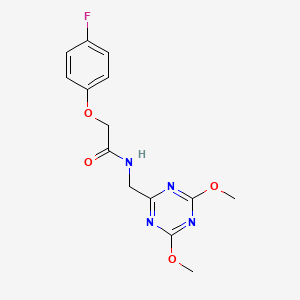 molecular formula C14H15FN4O4 B2684984 N-((4,6-dimethoxy-1,3,5-triazin-2-yl)methyl)-2-(4-fluorophenoxy)acetamide CAS No. 2034425-06-2