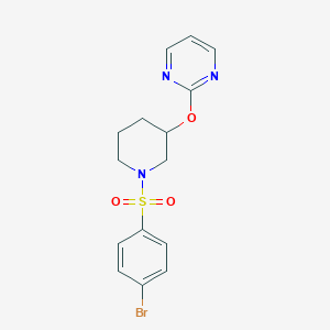 molecular formula C15H16BrN3O3S B2684992 2-((1-((4-溴苯基)磺酰)哌啶-3-基)氧基)嘧啶 CAS No. 2034273-07-7