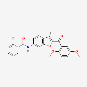 molecular formula C25H20ClNO5 B2684995 2-chloro-N-[2-(2,5-dimethoxybenzoyl)-3-methyl-1-benzofuran-6-yl]benzamide CAS No. 929471-12-5