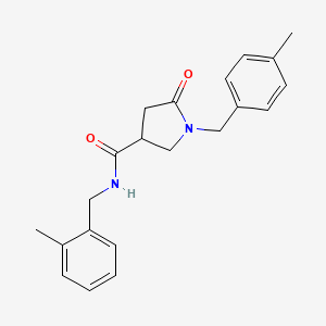 molecular formula C21H24N2O2 B2685002 N-[(2-Methylphenyl)methyl]-1-[(4-methylphenyl)methyl]-5-oxopyrrolidine-3-carboxamide CAS No. 2380177-89-7