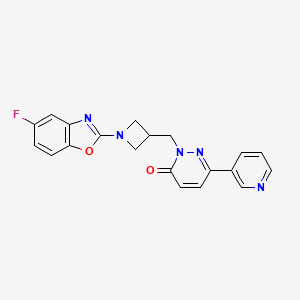 molecular formula C20H16FN5O2 B2685006 2-{[1-(5-Fluoro-1,3-benzoxazol-2-yl)azetidin-3-yl]methyl}-6-(pyridin-3-yl)-2,3-dihydropyridazin-3-one CAS No. 2200879-74-7