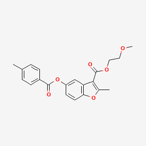 molecular formula C21H20O6 B2685013 2-Methoxyethyl 2-methyl-5-((4-methylbenzoyl)oxy)benzofuran-3-carboxylate CAS No. 300557-45-3