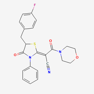 molecular formula C23H20FN3O3S B2685024 (Z)-2-(5-(4-fluorobenzyl)-4-oxo-3-phenylthiazolidin-2-ylidene)-3-morpholino-3-oxopropanenitrile CAS No. 1164546-13-7