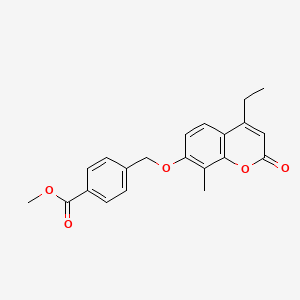 molecular formula C21H20O5 B2685028 methyl 4-{[(4-ethyl-8-methyl-2-oxo-2H-chromen-7-yl)oxy]methyl}benzoate CAS No. 380474-50-0