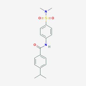molecular formula C18H22N2O3S B268503 N-{4-[(dimethylamino)sulfonyl]phenyl}-4-isopropylbenzamide 