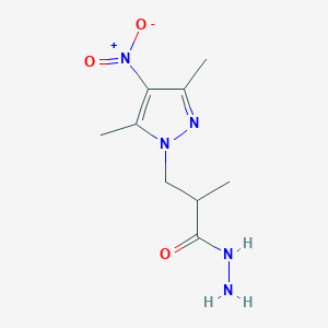 molecular formula C9H15N5O3 B2685036 3-(3,5-Dimethyl-4-nitro-pyrazol-1-yl)-2-methyl-propionic acid hydrazide CAS No. 959271-76-2