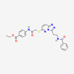 molecular formula C25H24N6O4S B2685055 Ethyl 4-(2-((3-(2-benzamidoethyl)-[1,2,4]triazolo[4,3-b]pyridazin-6-yl)thio)acetamido)benzoate CAS No. 872994-11-1
