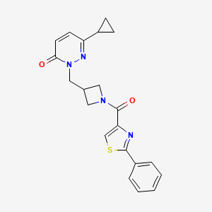6-Cyclopropyl-2-[[1-(2-phenyl-1,3-thiazole-4-carbonyl)azetidin-3-yl]methyl]pyridazin-3-one