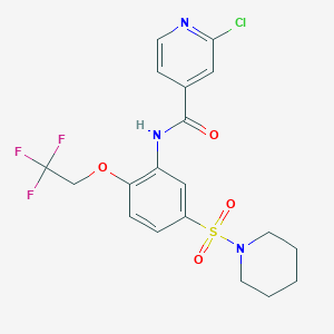 molecular formula C19H19ClF3N3O4S B2685068 2-chloro-N-[5-piperidin-1-ylsulfonyl-2-(2,2,2-trifluoroethoxy)phenyl]pyridine-4-carboxamide CAS No. 1043375-77-4