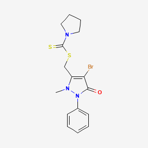 (4-Bromo-2-methyl-5-oxo-1-phenylpyrazol-3-yl)methyl pyrrolidine-1-carbodithioate