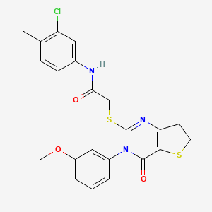 molecular formula C22H20ClN3O3S2 B2685086 N-(3-chloro-4-methylphenyl)-2-((3-(3-methoxyphenyl)-4-oxo-3,4,6,7-tetrahydrothieno[3,2-d]pyrimidin-2-yl)thio)acetamide CAS No. 877655-05-5