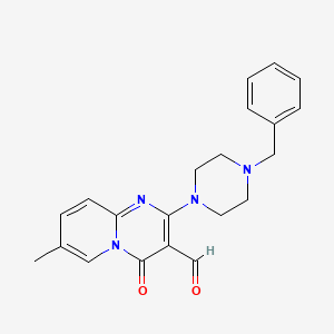 molecular formula C21H22N4O2 B2685089 2-(4-Benzylpiperazin-1-yl)-7-methyl-4-oxopyrido[1,2-a]pyrimidine-3-carbaldehyde CAS No. 636989-71-4