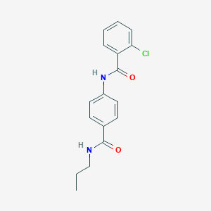 molecular formula C17H17ClN2O2 B268509 2-chloro-N-{4-[(propylamino)carbonyl]phenyl}benzamide 