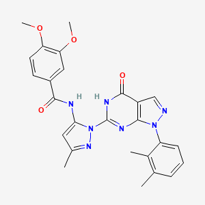 molecular formula C26H25N7O4 B2685098 N-(1-(1-(2,3-dimethylphenyl)-4-oxo-4,5-dihydro-1H-pyrazolo[3,4-d]pyrimidin-6-yl)-3-methyl-1H-pyrazol-5-yl)-3,4-dimethoxybenzamide CAS No. 1171759-64-0