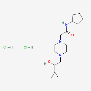 molecular formula C16H31Cl2N3O2 B2685113 N-环戊基-2-(4-(2-环丙基-2-羟乙基)哌嗪-1-基)乙酰胺;二盐酸盐 CAS No. 1396875-31-2