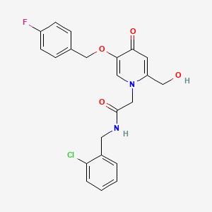 molecular formula C22H20ClFN2O4 B2685116 N-(2-chlorobenzyl)-2-(5-((4-fluorobenzyl)oxy)-2-(hydroxymethyl)-4-oxopyridin-1(4H)-yl)acetamide CAS No. 946255-03-4