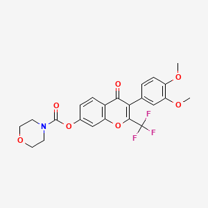 molecular formula C23H20F3NO7 B2685118 3-(3,4-二甲氧基苯基)-4-氧代-2-(三氟甲基)-4H-香豆素-7-基吗啉-4-羧酸酯 CAS No. 844459-76-3