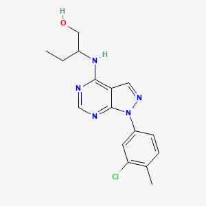 2-{[1-(3-Chloro-4-methylphenyl)pyrazolo[4,5-e]pyrimidin-4-yl]amino}butan-1-ol