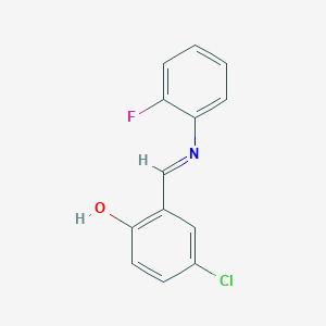 molecular formula C13H9ClFNO B2685129 4-氯-2-{(E)-[(2-氟苯基)亚胺]甲基}苯酚 CAS No. 674284-72-1