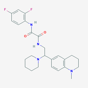 molecular formula C25H30F2N4O2 B2685134 N-(2,4-difluorophenyl)-N'-[2-(1-methyl-1,2,3,4-tetrahydroquinolin-6-yl)-2-piperidin-1-ylethyl]ethanediamide CAS No. 921902-84-3