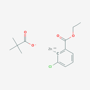 molecular formula C14H17ClO4Zn B2685152 (2-Chloro-6-(ethoxycarbonyl)phenyl)zinc pivalate solution CAS No. 1643794-44-8