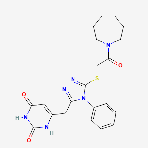 6-[[5-[2-(azepan-1-yl)-2-oxoethyl]sulfanyl-4-phenyl-1,2,4-triazol-3-yl]methyl]-1H-pyrimidine-2,4-dione