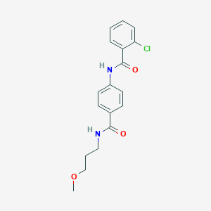 molecular formula C18H19ClN2O3 B268516 2-chloro-N-(4-{[(3-methoxypropyl)amino]carbonyl}phenyl)benzamide 