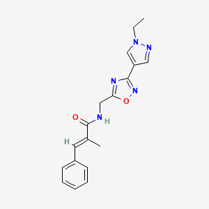 (E)-N-((3-(1-ethyl-1H-pyrazol-4-yl)-1,2,4-oxadiazol-5-yl)methyl)-2-methyl-3-phenylacrylamide