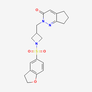 molecular formula C19H21N3O4S B2685189 2-{[1-(2,3-dihydro-1-benzofuran-5-sulfonyl)azetidin-3-yl]methyl}-2H,3H,5H,6H,7H-cyclopenta[c]pyridazin-3-one CAS No. 2176152-43-3