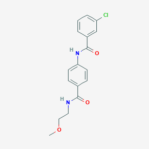 molecular formula C17H17ClN2O3 B268519 3-chloro-N-(4-{[(2-methoxyethyl)amino]carbonyl}phenyl)benzamide 