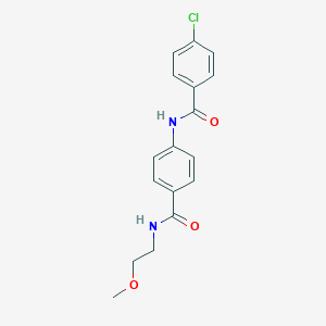molecular formula C17H17ClN2O3 B268520 4-chloro-N-(4-{[(2-methoxyethyl)amino]carbonyl}phenyl)benzamide 