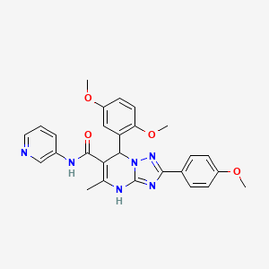 molecular formula C27H26N6O4 B2685203 7-(2,5-二甲氧基苯基)-2-(4-甲氧基苯基)-5-甲基-N-(吡啶-3-基)-4,7-二氢-[1,2,4]三唑[1,5-a]嘧啶-6-甲酰胺 CAS No. 539797-61-0